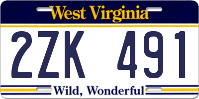 WV license plate 2ZK491