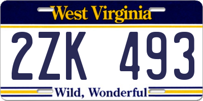 WV license plate 2ZK493