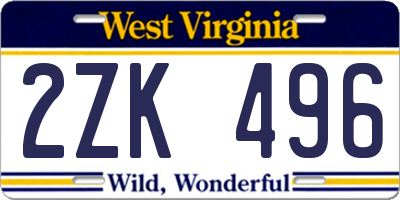 WV license plate 2ZK496