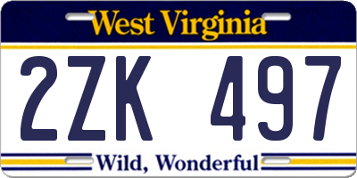 WV license plate 2ZK497