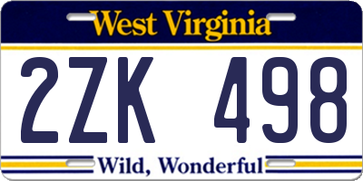 WV license plate 2ZK498