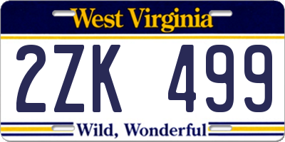 WV license plate 2ZK499