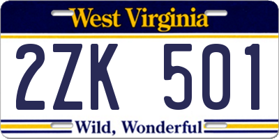 WV license plate 2ZK501