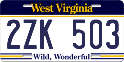 WV license plate 2ZK503