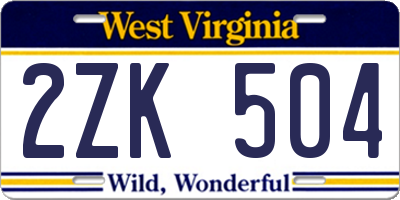 WV license plate 2ZK504