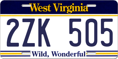 WV license plate 2ZK505