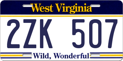 WV license plate 2ZK507