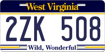 WV license plate 2ZK508