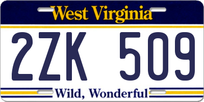 WV license plate 2ZK509