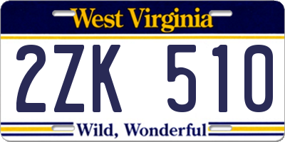 WV license plate 2ZK510