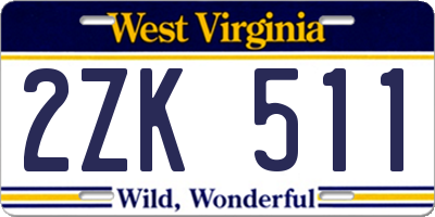 WV license plate 2ZK511