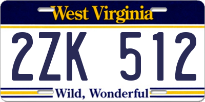WV license plate 2ZK512