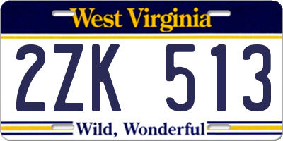 WV license plate 2ZK513