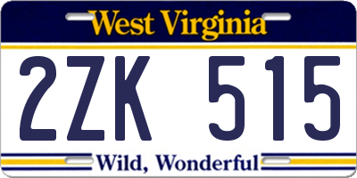 WV license plate 2ZK515