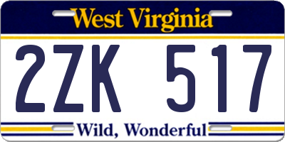 WV license plate 2ZK517