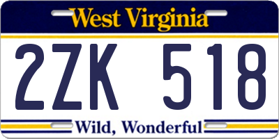 WV license plate 2ZK518
