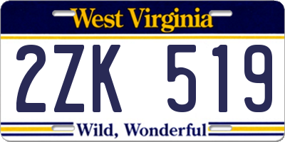WV license plate 2ZK519