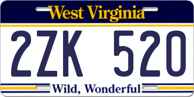 WV license plate 2ZK520