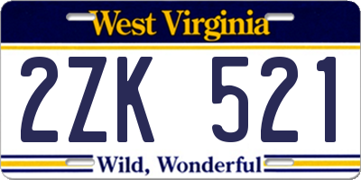 WV license plate 2ZK521