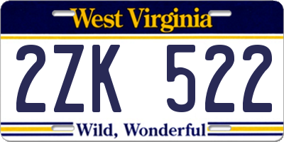 WV license plate 2ZK522