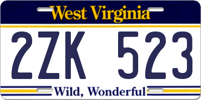 WV license plate 2ZK523
