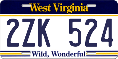 WV license plate 2ZK524