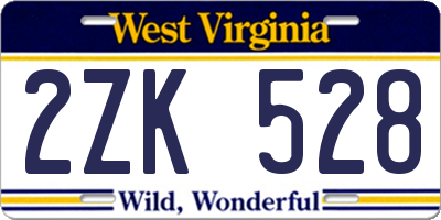 WV license plate 2ZK528