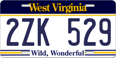 WV license plate 2ZK529