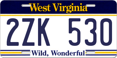 WV license plate 2ZK530