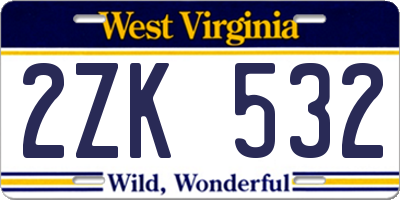 WV license plate 2ZK532