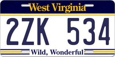 WV license plate 2ZK534