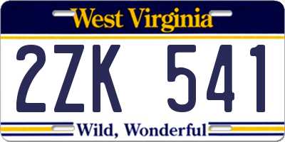 WV license plate 2ZK541