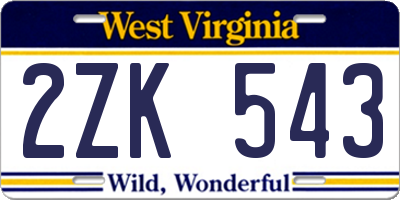WV license plate 2ZK543