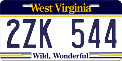 WV license plate 2ZK544