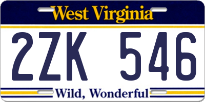 WV license plate 2ZK546