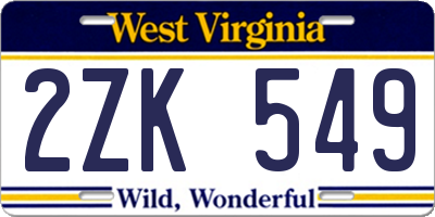 WV license plate 2ZK549