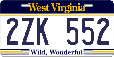 WV license plate 2ZK552
