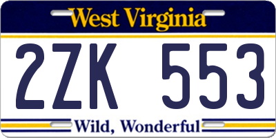 WV license plate 2ZK553