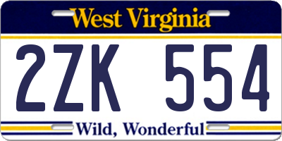 WV license plate 2ZK554