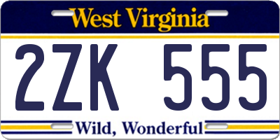 WV license plate 2ZK555