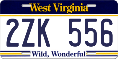WV license plate 2ZK556