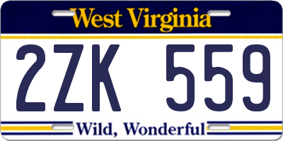 WV license plate 2ZK559