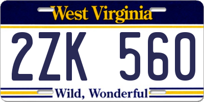 WV license plate 2ZK560