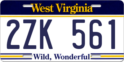 WV license plate 2ZK561