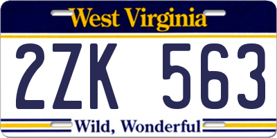 WV license plate 2ZK563