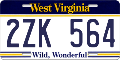 WV license plate 2ZK564