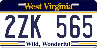 WV license plate 2ZK565