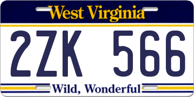 WV license plate 2ZK566