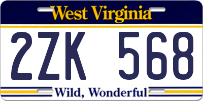 WV license plate 2ZK568