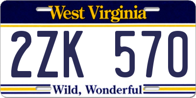 WV license plate 2ZK570